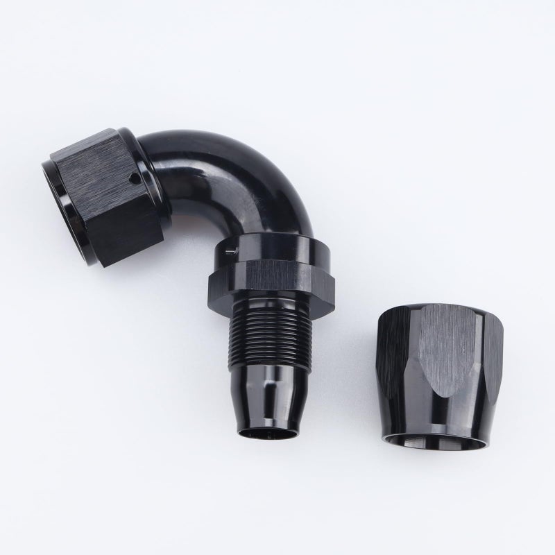 AC PERFORMANCE -10 AN 120 Degree Swivel One Piece Full Flow Hose End Fitting, Black Aluminum - Image 3